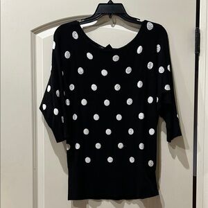 White House Black Market Black Sweater with White Dots